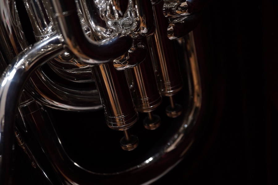 A cased Besson Sovereign tuba, together with three mouthpieces; an Alliance H2, and two by Denis Wick, London